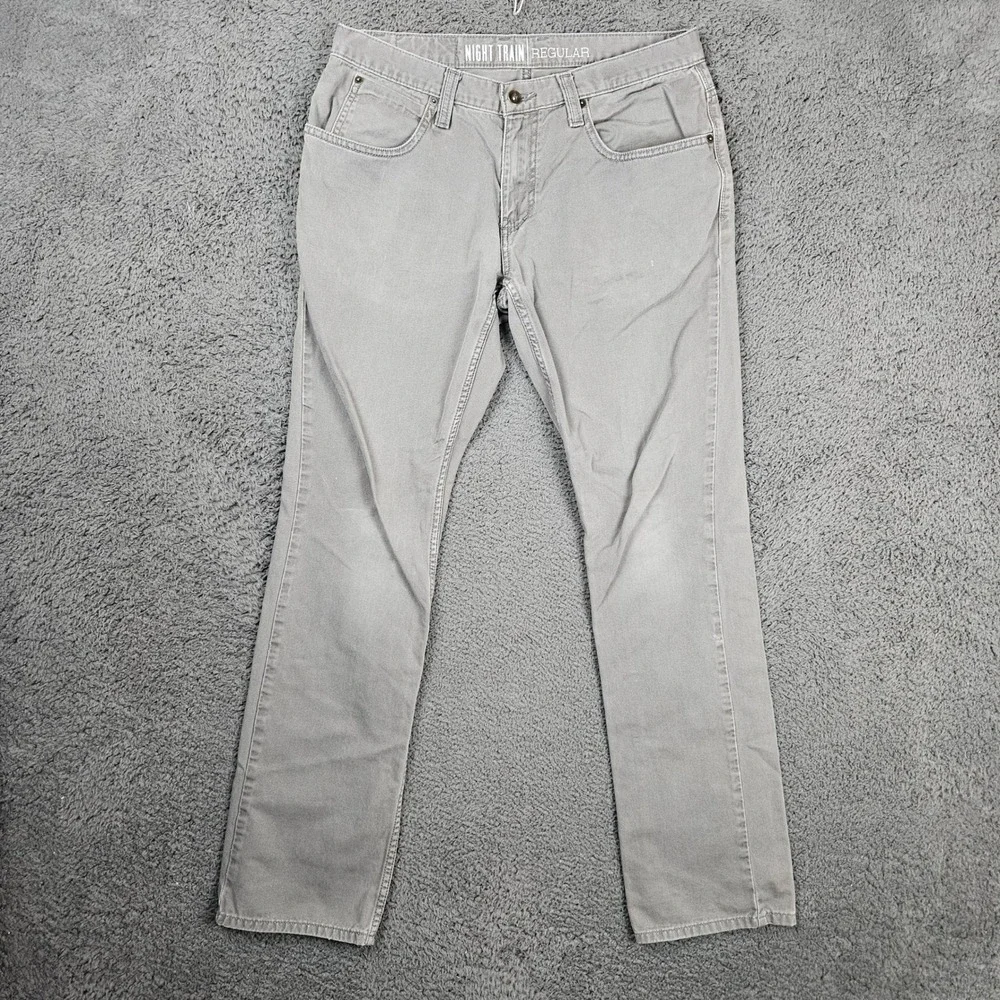 Free World Night Train Regular Fit Charcoal Gray Pants Mens Size 32 Cotton Twill